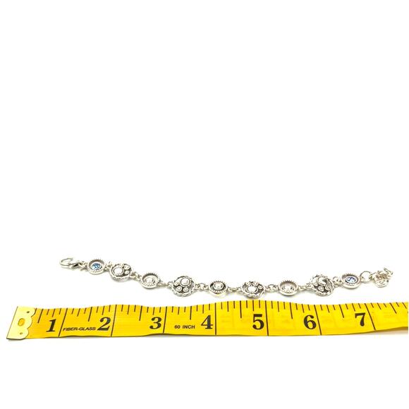 BRIGHTON Halo Bracelet Silver Tone Blue Crystals Reversible Wrsit Jewlery - Picture 5 of 5